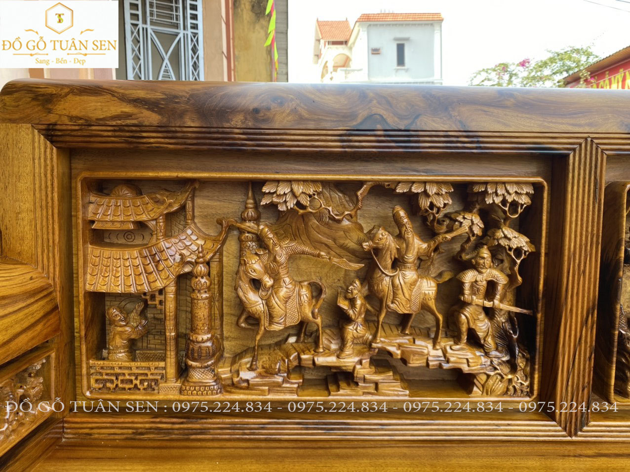 Thông tin kich thước bộ  trường kỷ chạm tích  gỗ gụ ta